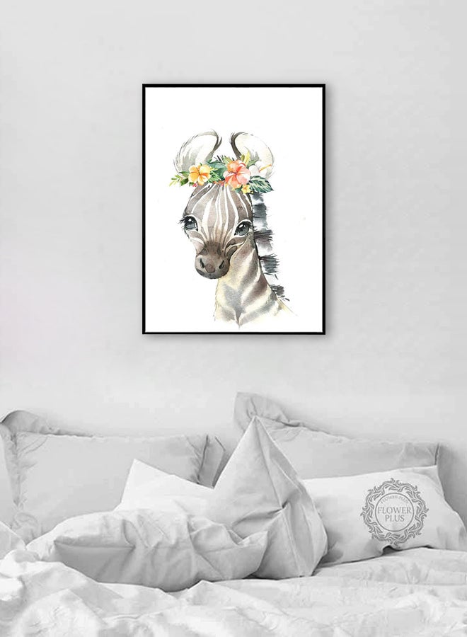 DECOREK - Zebra Printed Canvas Painting Multicolour 57 x 71 x 4.5cm - Image 1