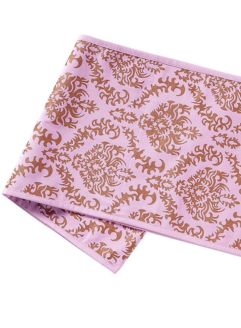 Amal - Cotton Table Runner For Dining Table - Printed Table Runner - Table Linen - 30 X 180 Cm - Pink/Gold Pink/Gold 30 x 180cm - Image 1