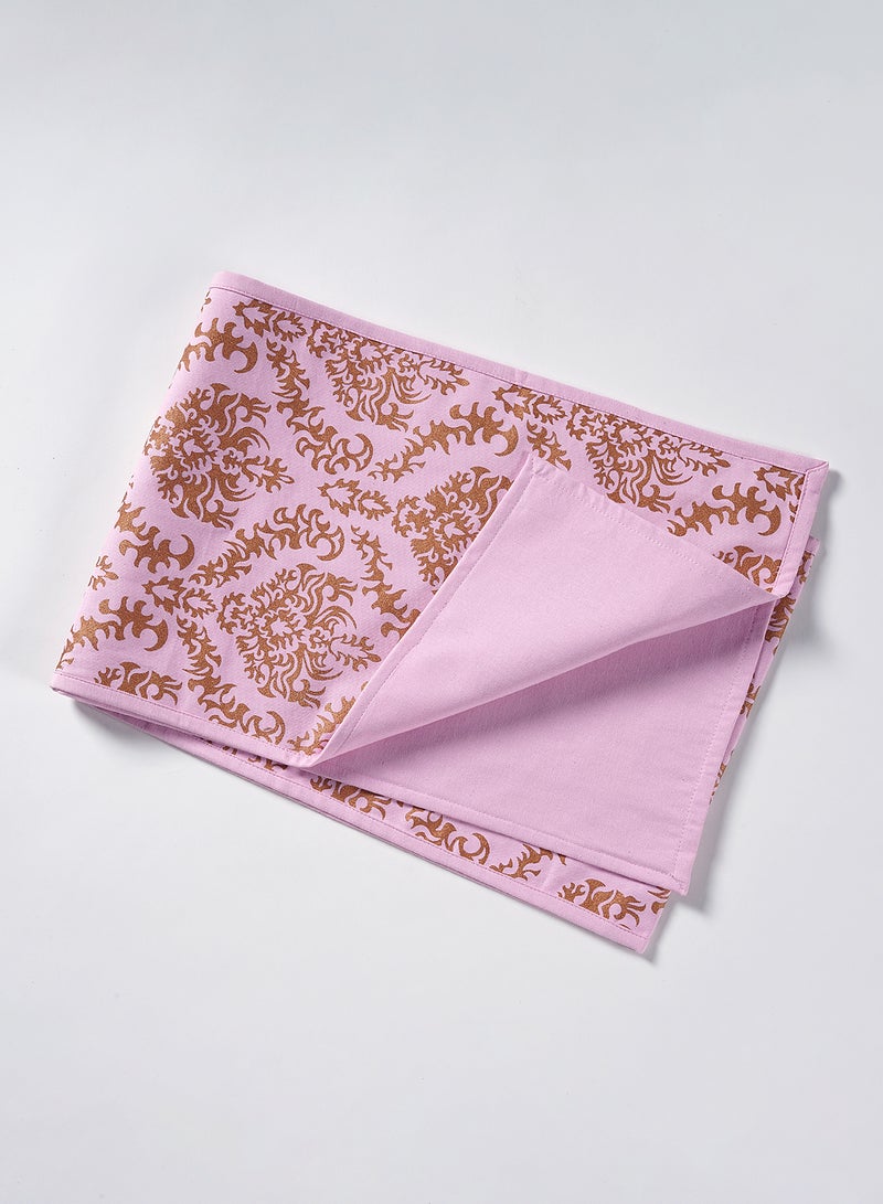 Amal - Cotton Table Runner For Dining Table - Printed Table Runner - Table Linen - 30 X 180 Cm - Pink/Gold Pink/Gold 30 x 180cm - Image 1