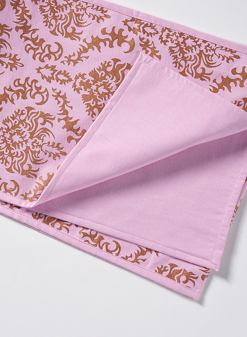 Amal - Cotton Table Runner For Dining Table - Printed Table Runner - Table Linen - 30 X 180 Cm - Pink/Gold Pink/Gold 30 x 180cm - Image 1