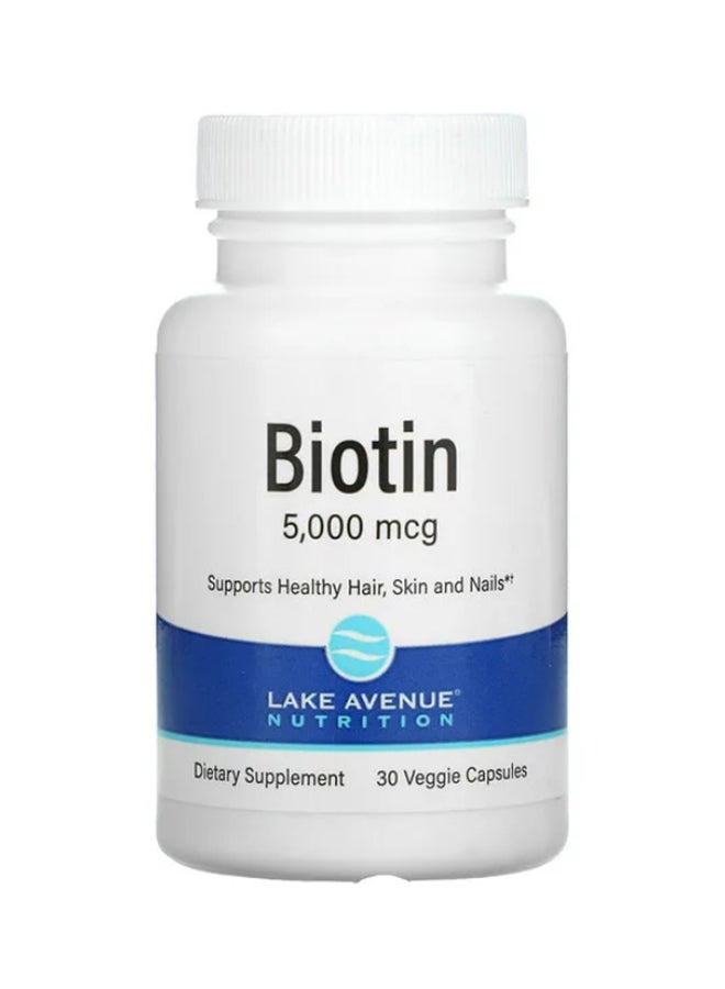 Biotin Supplement 5000mcg - 30 Veggie Capsules