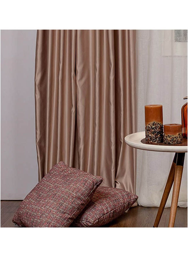 CURTAINS & RODS - 1 Panel Of Plain Silky Shine Side Croma Curtain Redish Café 1.4x2.8meter - Image 1
