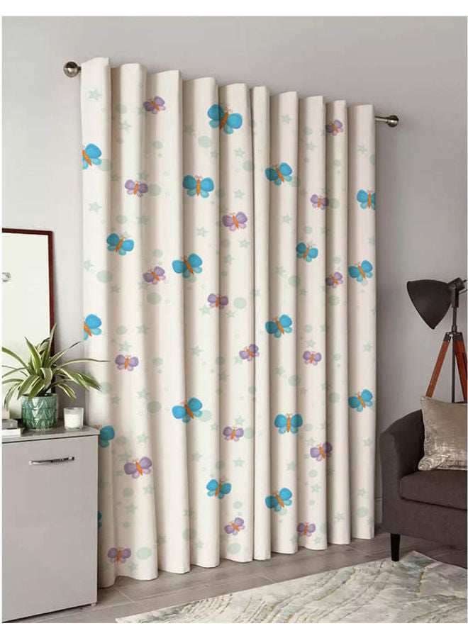 CURTAINS & RODS - 1 Panel Of Printed On Velvet Babybutter Curtiain Multicolor 1.4x2.8meter - Image 1