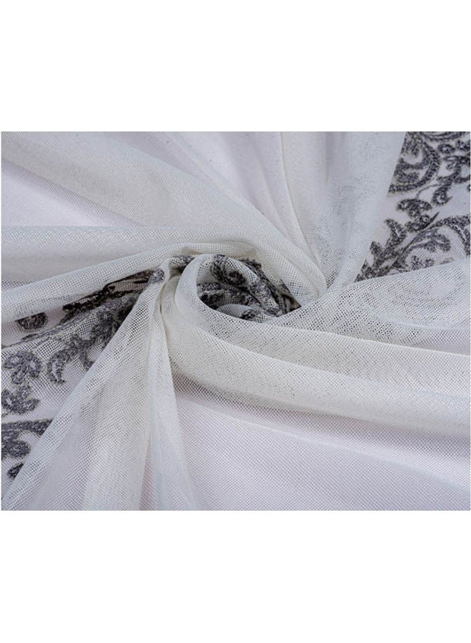 CURTAINS & RODS 1 Panel Of Embroidered Tulle Stitch Curtain Grey-White 3x2.8meter - Image 3