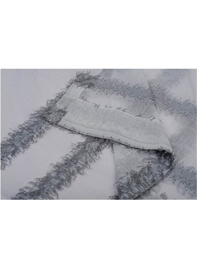 1 Panel Of Fuzzy Sheer Jacquard Stripes Abel Curtain Dark Grey 3x2.8meter
