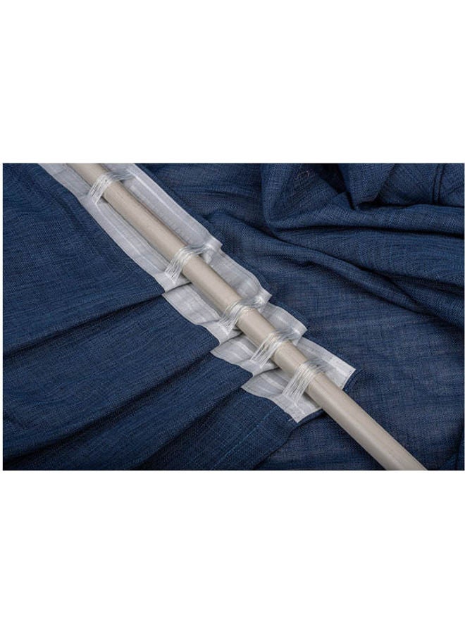 كيرتنز رودز 1 Panel Of Organic Plain Linen Mystive Curtain Navy 1.4x2.8meter - Image 3