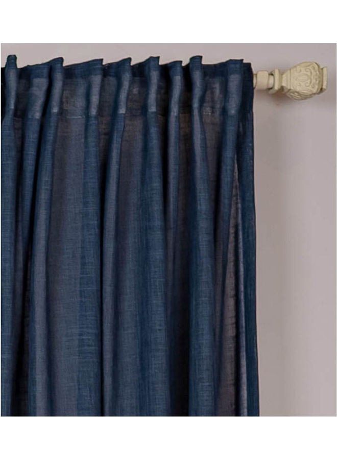 كيرتنز رودز 1 Panel Of Organic Plain Linen Mystive Curtain Navy 1.4x2.8meter - Image 5