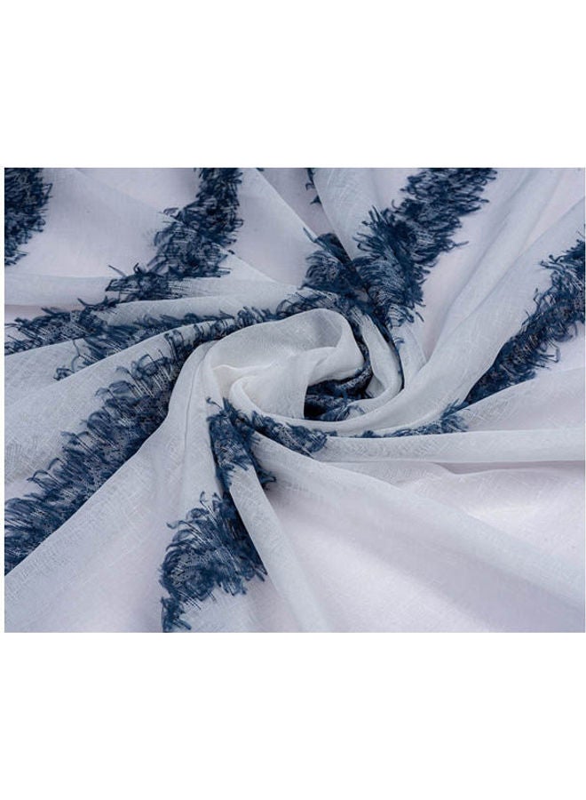 كيرتنز رودز 1 Panel Of Fuzzy Sheer Jacquard Stripes Abel Curtain Navy 3x2.8meter - Image 4