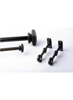 CURTAINS & RODS Metal Square double rod Black 91-183cm  - Image 2