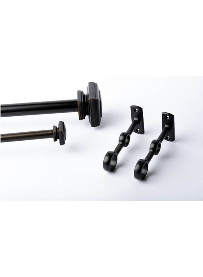 CURTAINS & RODS Metal Square double rod Black 91-183cm - Image 2
