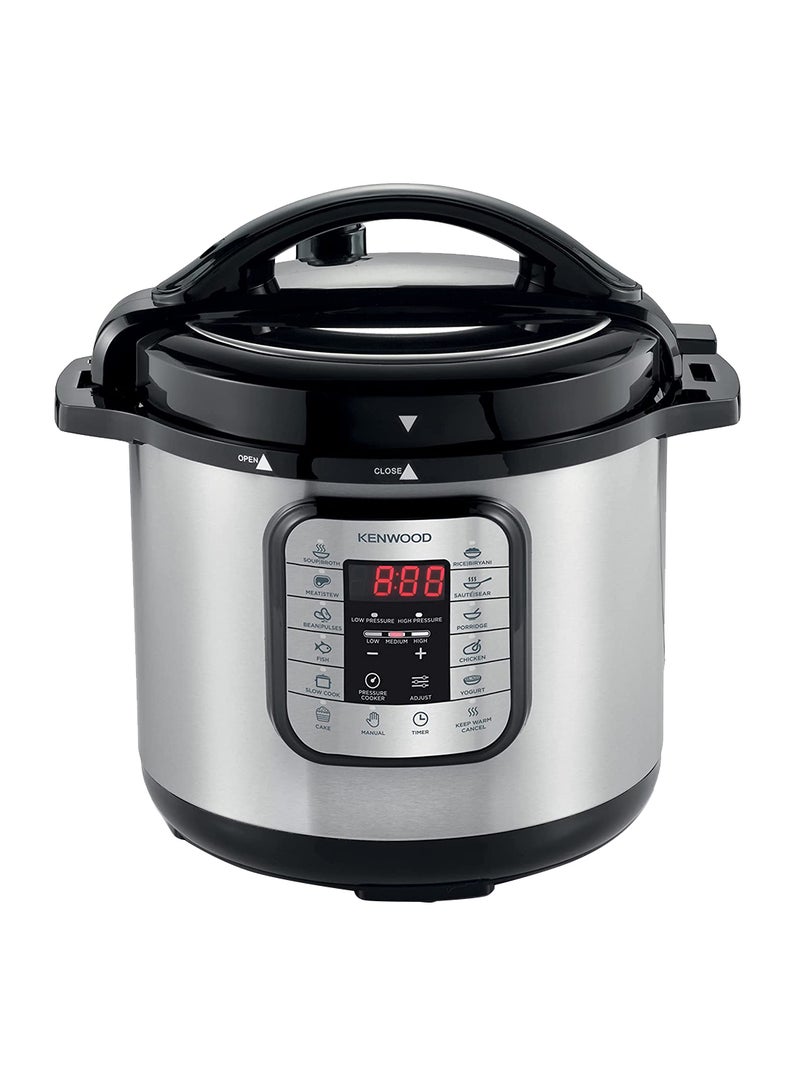 KENWOOD - 16-In-1 Electric Pressure Cooker Multifunctional Programmable Multicooker With Safety Feature, 16 Smart Cook Programs, Manual Function For Personalised Recipes 8.0 L 1200.0 W PCM80.000SS Black/Silver - Image 1