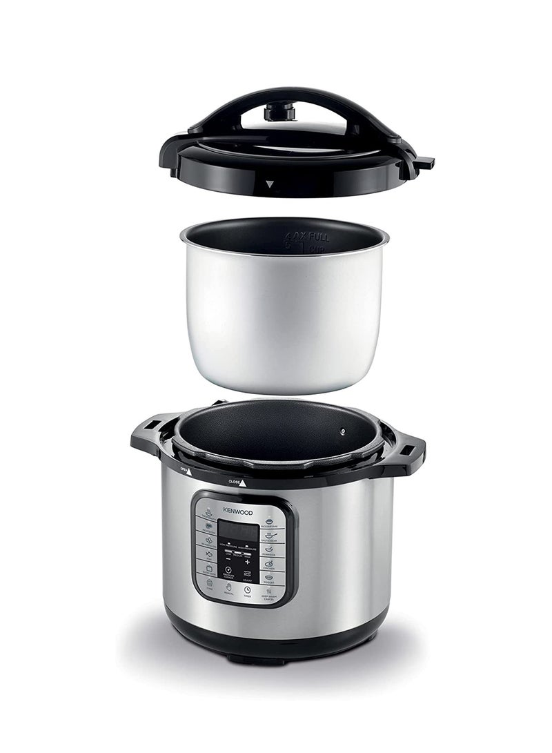 KENWOOD - 16-In-1 Electric Pressure Cooker Multifunctional Programmable Multicooker With Safety Feature, 16 Smart Cook Programs, Manual Function For Personalised Recipes 8.0 L 1200.0 W PCM80.000SS Black/Silver - Image 1