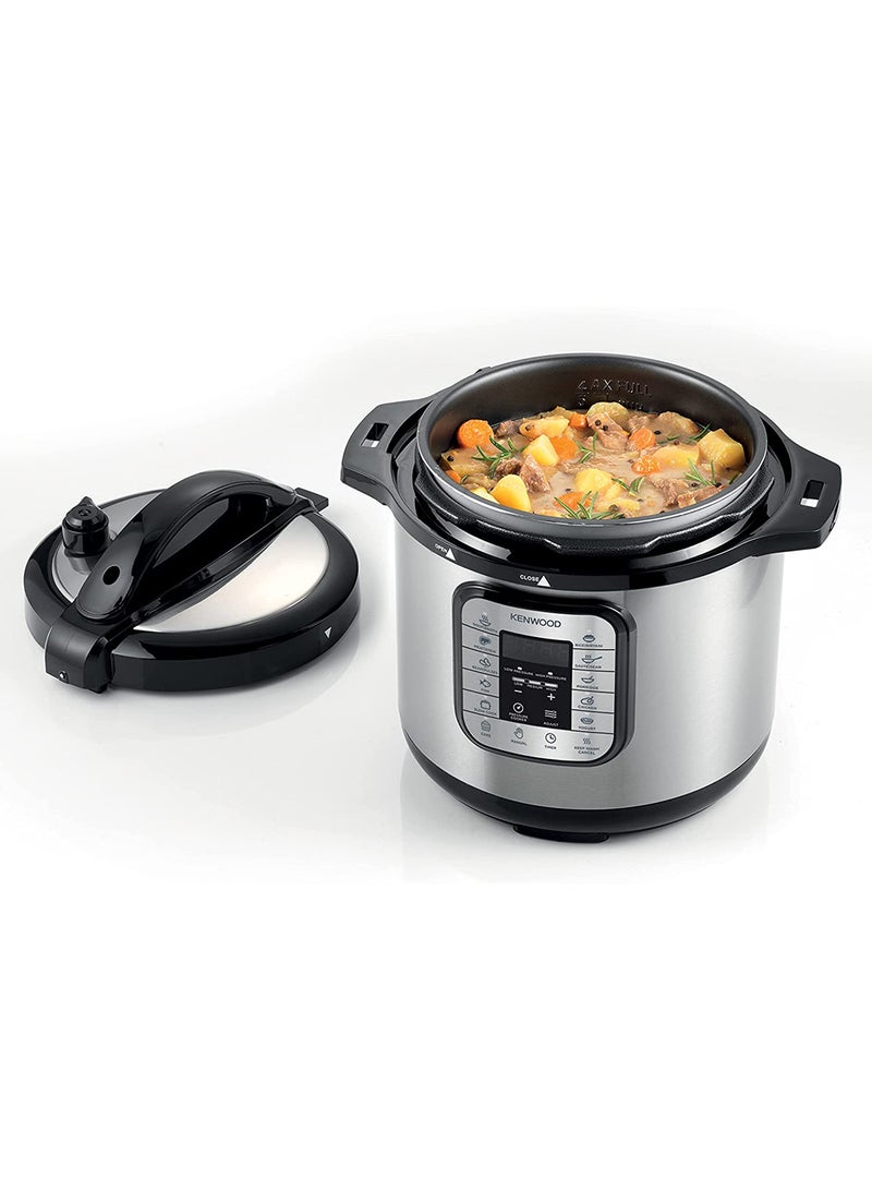 KENWOOD - 16-In-1 Electric Pressure Cooker Multifunctional Programmable Multicooker With Safety Feature, 16 Smart Cook Programs, Manual Function For Personalised Recipes 8.0 L 1200.0 W PCM80.000SS Black/Silver - Image 1