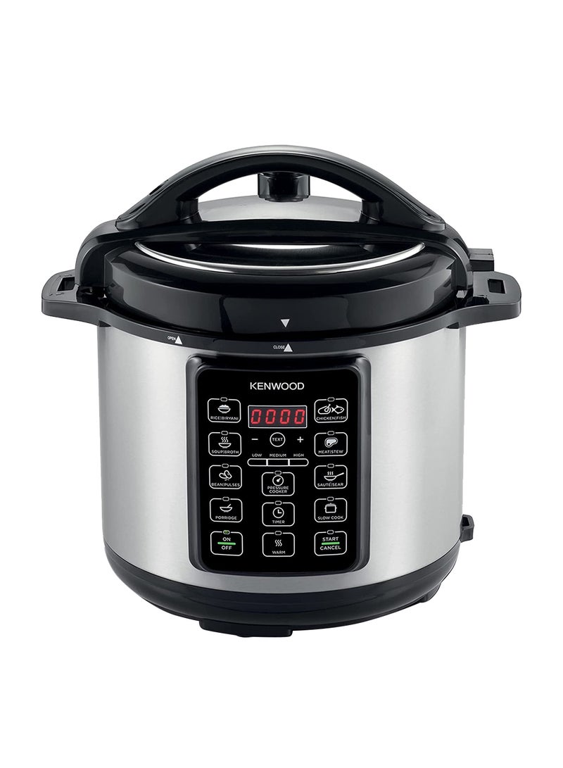 KENWOOD - 14-In-1 Electric Pressure Cooker Multifunctional Programmable Multicooker With Safety Feature, 14 Smart Cook Programs, Manual Function For Personalised Recipes 6 L 1000 W PCM60.000SS Black/Silver - Image 1
