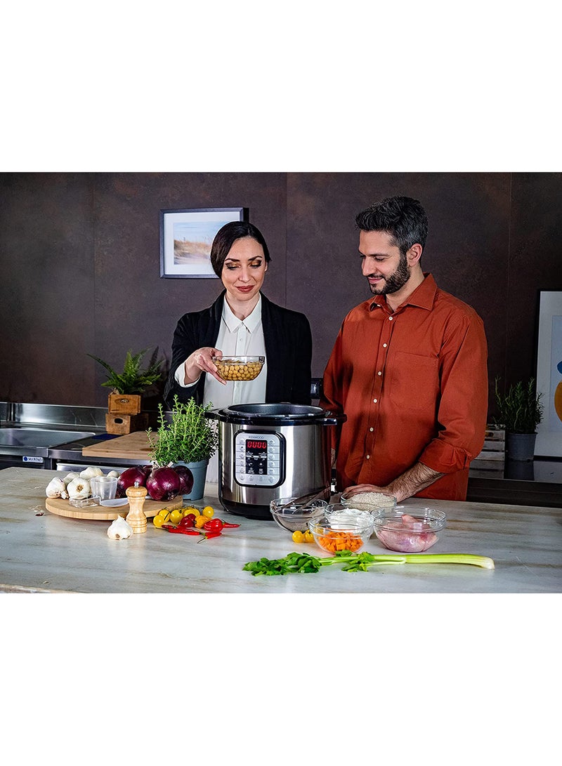 KENWOOD - 16-In-1 Electric Pressure Cooker Multifunctional Programmable Multicooker With Safety Feature, 16 Smart Cook Programs, Manual Function For Personalised Recipes 8.0 L 1200.0 W PCM80.000SS Black/Silver - Image 1