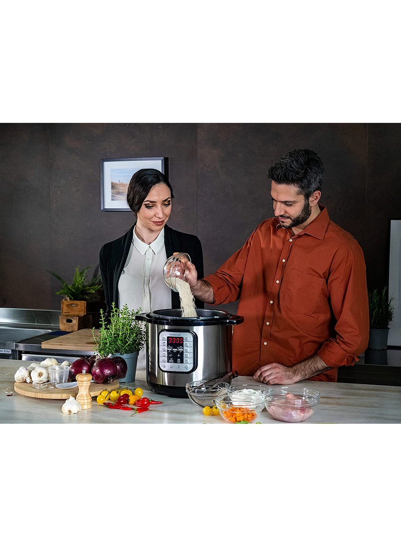 KENWOOD - 16-In-1 Electric Pressure Cooker Multifunctional Programmable Multicooker With Safety Feature, 16 Smart Cook Programs, Manual Function For Personalised Recipes 8.0 L 1200.0 W PCM80.000SS Black/Silver - Image 1