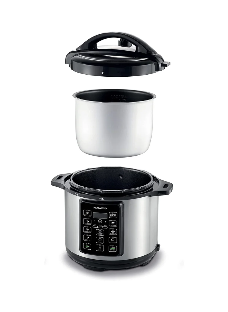 KENWOOD 14-In-1 Electric Pressure Cooker Multifunctional Programmable Multicooker With Safety Feature, 14 Smart Cook Programs, Manual Function For Personalised Recipes 6 L 1000 W PCM60.000SS Black/Silver