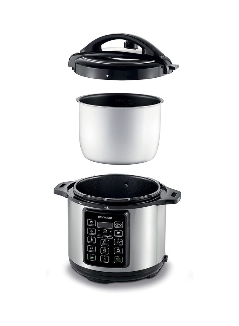 KENWOOD - 14-In-1 Electric Pressure Cooker Multifunctional Programmable Multicooker With Safety Feature, 14 Smart Cook Programs, Manual Function For Personalised Recipes 6 L 1000 W PCM60.000SS Black/Silver - Image 1