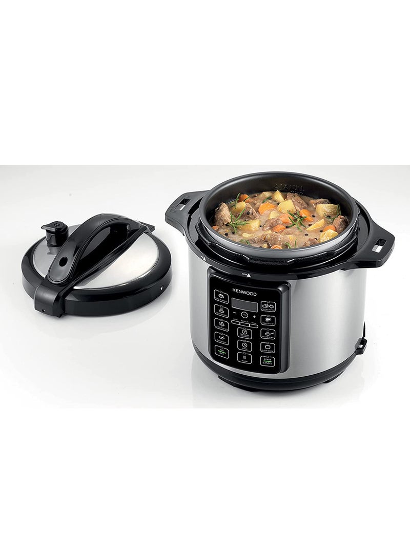 KENWOOD - 14-In-1 Electric Pressure Cooker Multifunctional Programmable Multicooker With Safety Feature, 14 Smart Cook Programs, Manual Function For Personalised Recipes 6 L 1000 W PCM60.000SS Black/Silver - Image 1