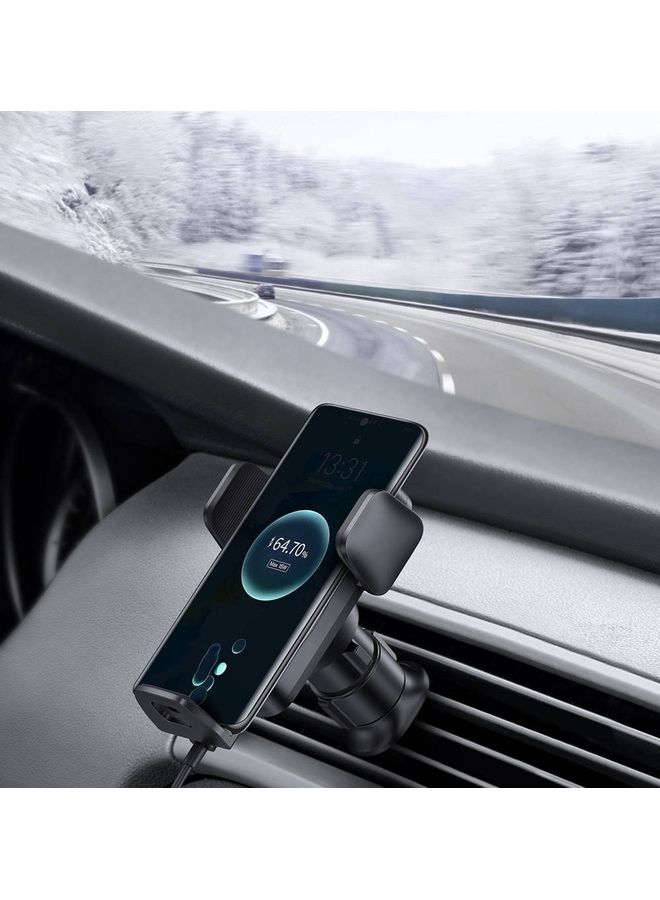 Baseus - Auto Alignment 15W Max Wireless Charger Car Phone Holder Qi-Certified Compatible with iPhone 14 Pro Max, 14/13/13 Pro Max/12/11/XS/XR/X, Galaxy S23/S22/S10/Note10 Black - Image 1