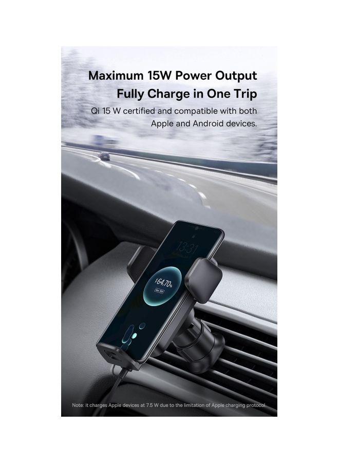 Baseus - Auto Alignment 15W Max Wireless Charger Car Phone Holder Qi-Certified Compatible with iPhone 14 Pro Max, 14/13/13 Pro Max/12/11/XS/XR/X, Galaxy S23/S22/S10/Note10 Black - Image 1