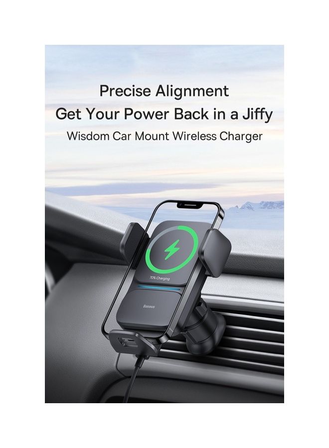 Baseus - Auto Alignment 15W Max Wireless Charger Car Phone Holder Qi-Certified Compatible with iPhone 14 Pro Max, 14/13/13 Pro Max/12/11/XS/XR/X, Galaxy S23/S22/S10/Note10 Black - Image 1