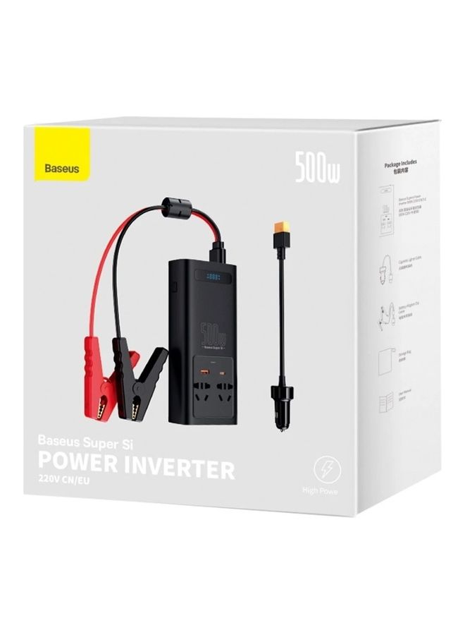 Baseus - IGBT Technology Power Inverter 500W Type-C USB AC Socket Car Charger (220V US/EU) High Power Multi-function Inverter with Cooling Fan for Camping/Self-driving Trip - Image 1