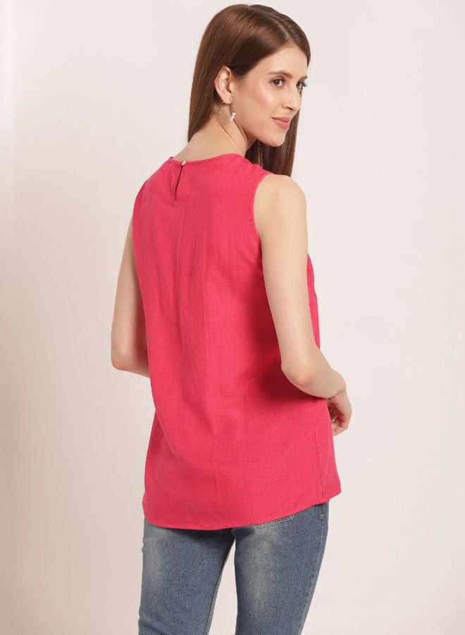 Aila Embroidered Sleeveless Top Pink  - Image 2