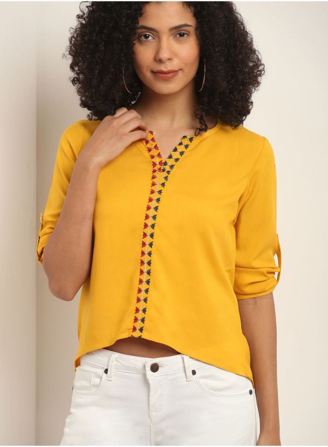 Aila Fashion V Neck Top Mustard  - Image 3