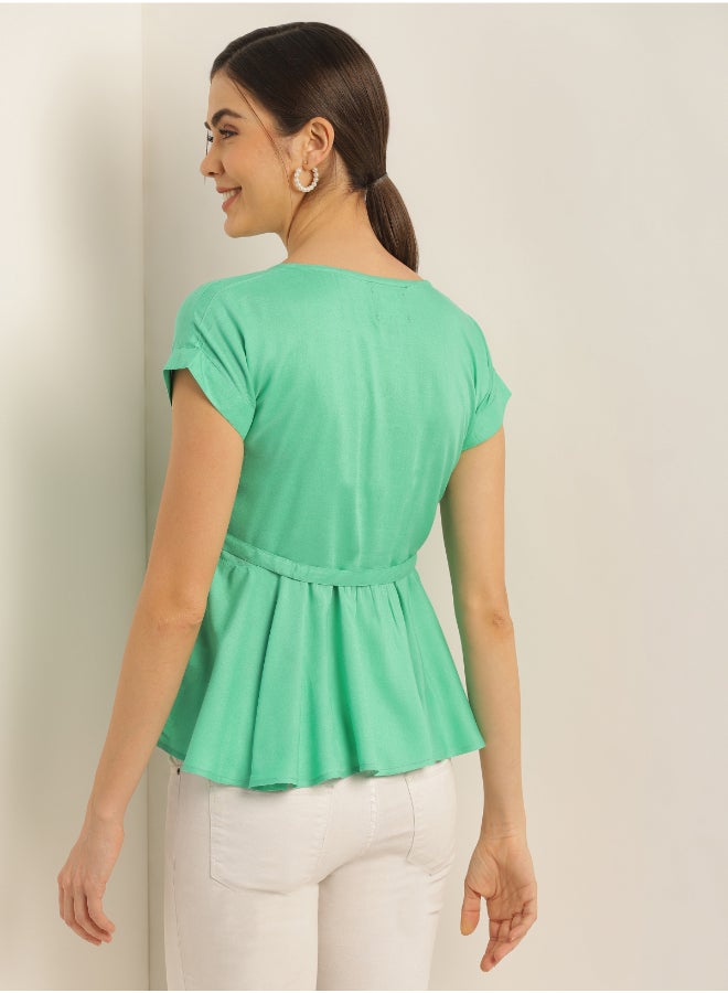 Aila Fashion Top Shirt - Teal  - Image 2