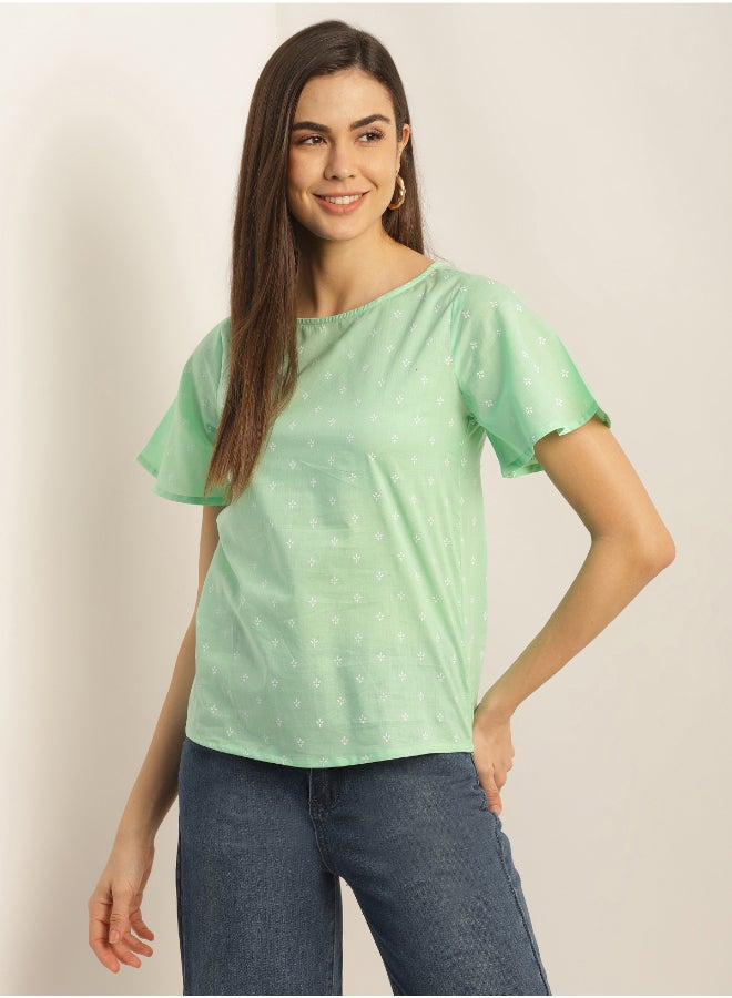 Aila Fashion Top Blouse - Green  - Image 1