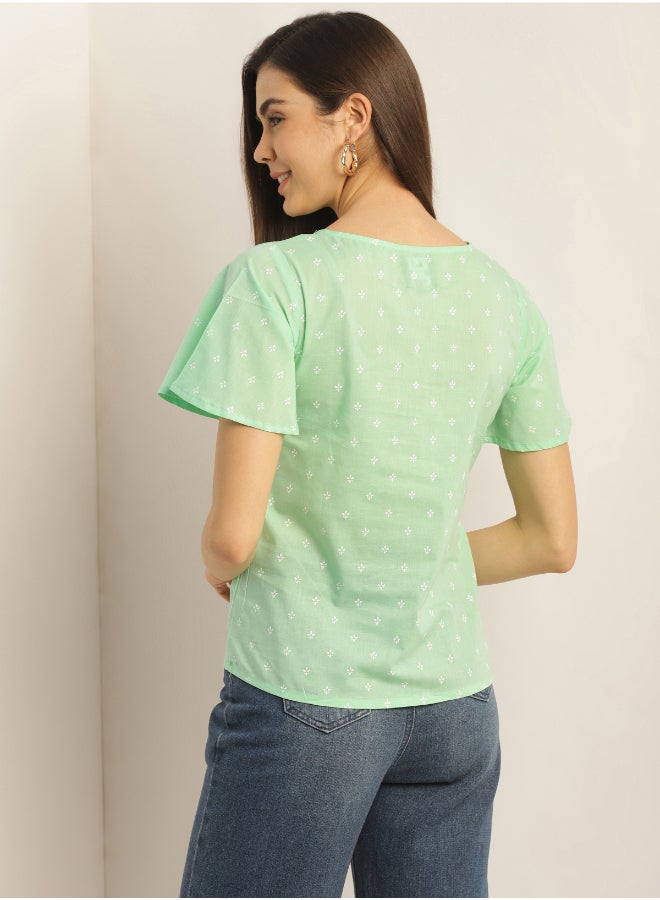 Aila Fashion Top Blouse - Green  - Image 2