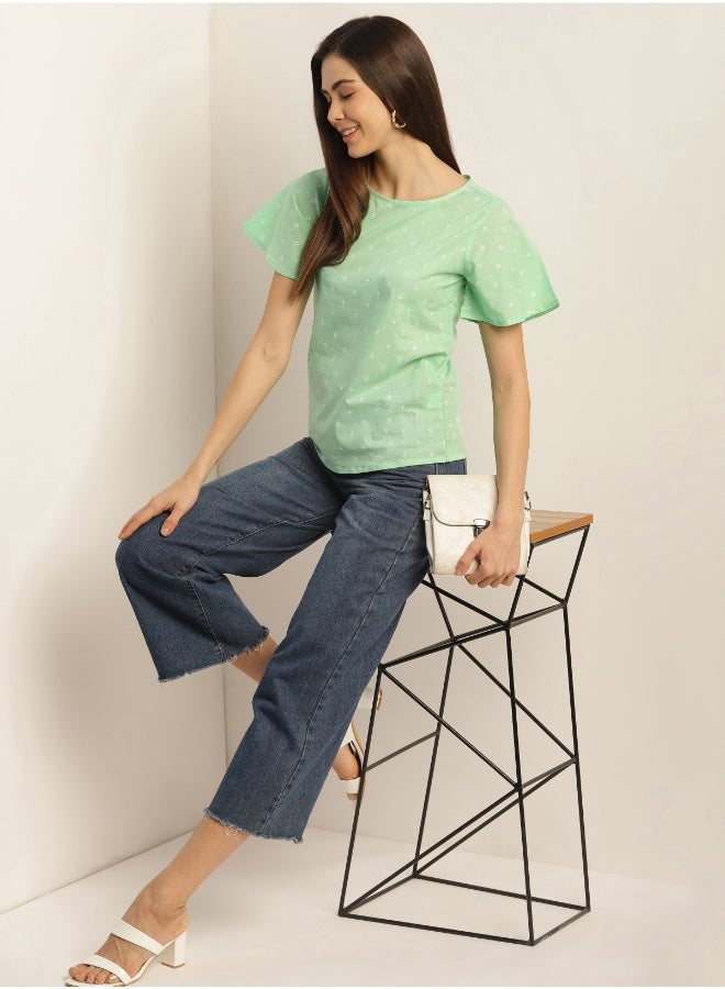 Aila Fashion Top Blouse - Green  - Image 3