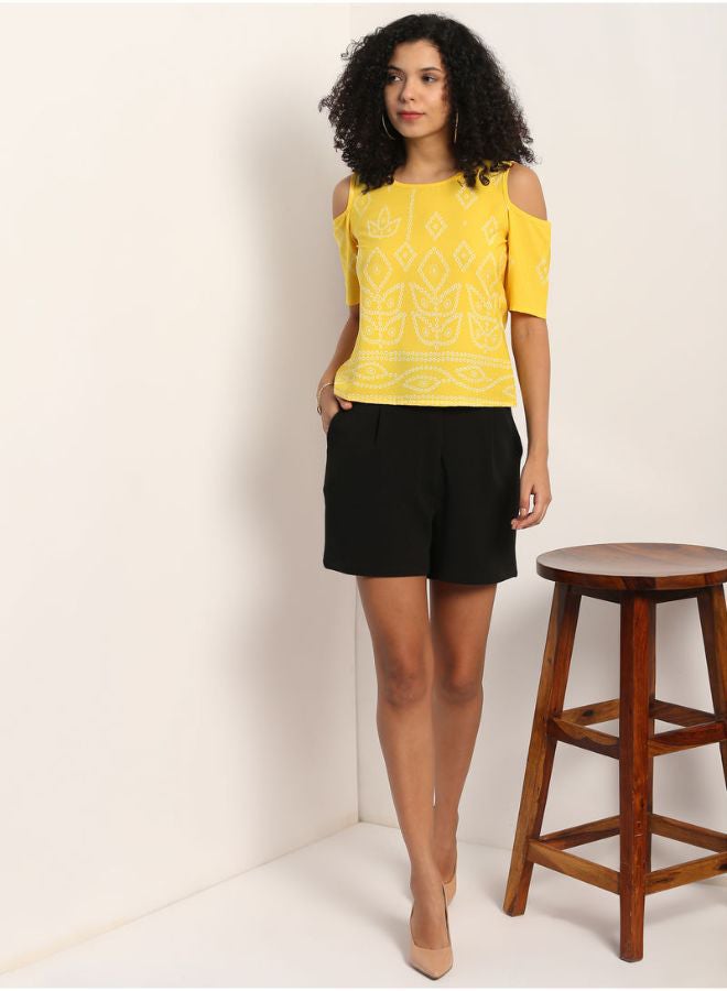 Aila Fashion Round Neck Top Yellow  - Image 4