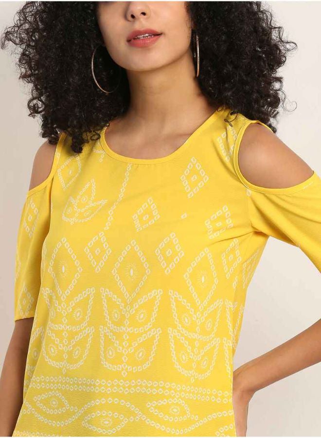 Aila Fashion Round Neck Top Yellow  - Image 3