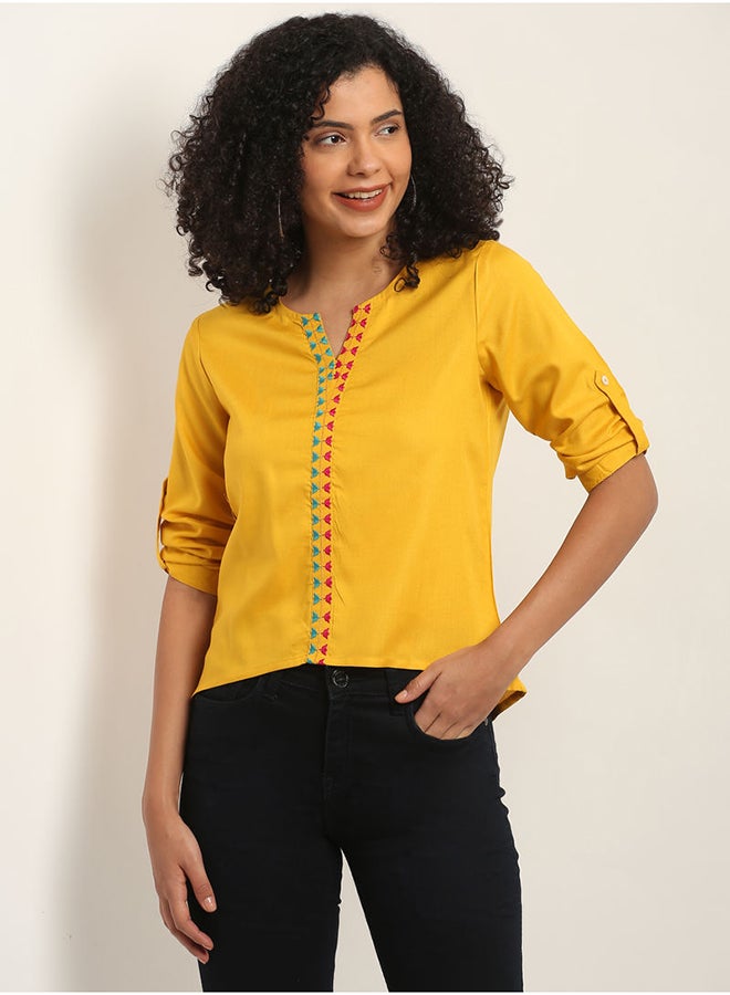 Aila Women Fashion Top Blouse Mustard  - Image 1