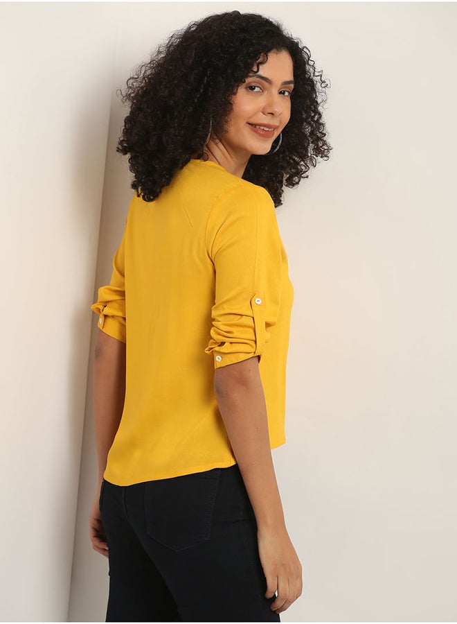 Aila Women Fashion Top Blouse Mustard  - Image 2