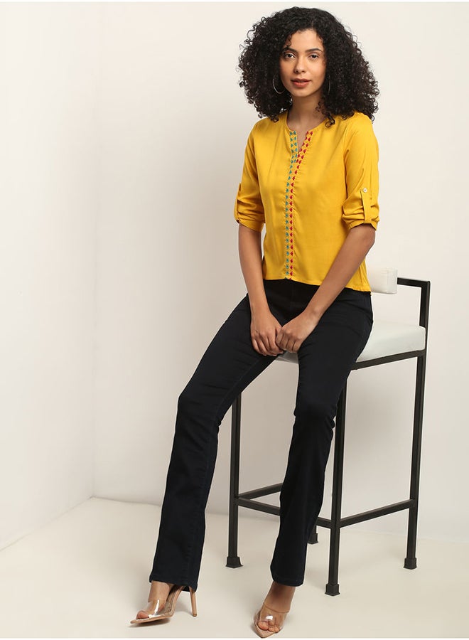 Aila Women Fashion Top Blouse Mustard  - Image 3