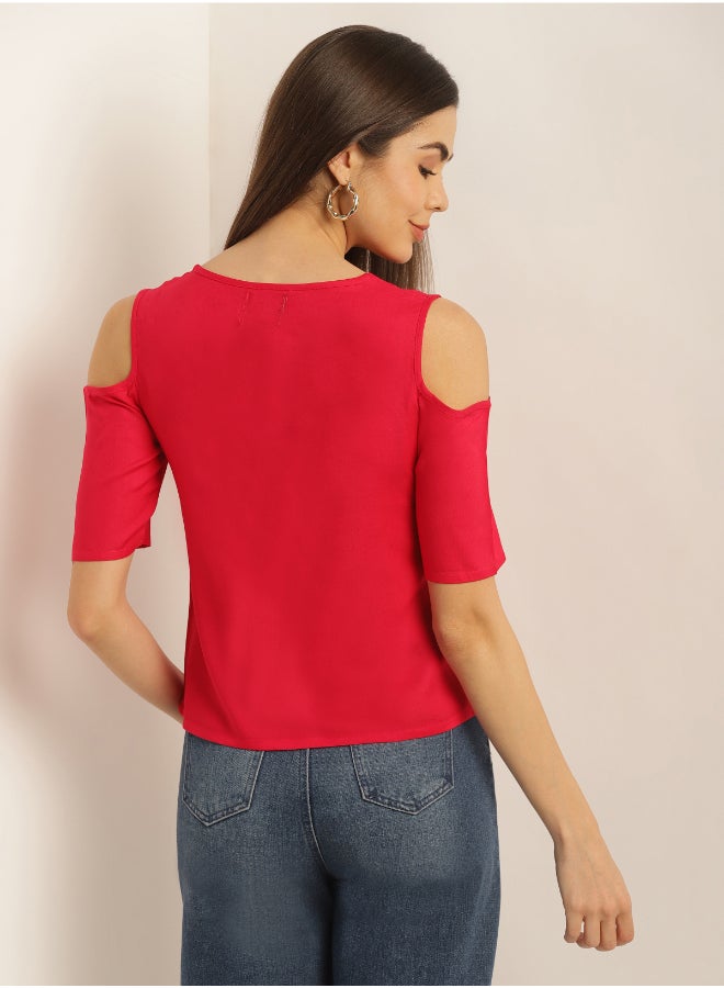 Aila Casual Fashionable Top Red  - Image 2