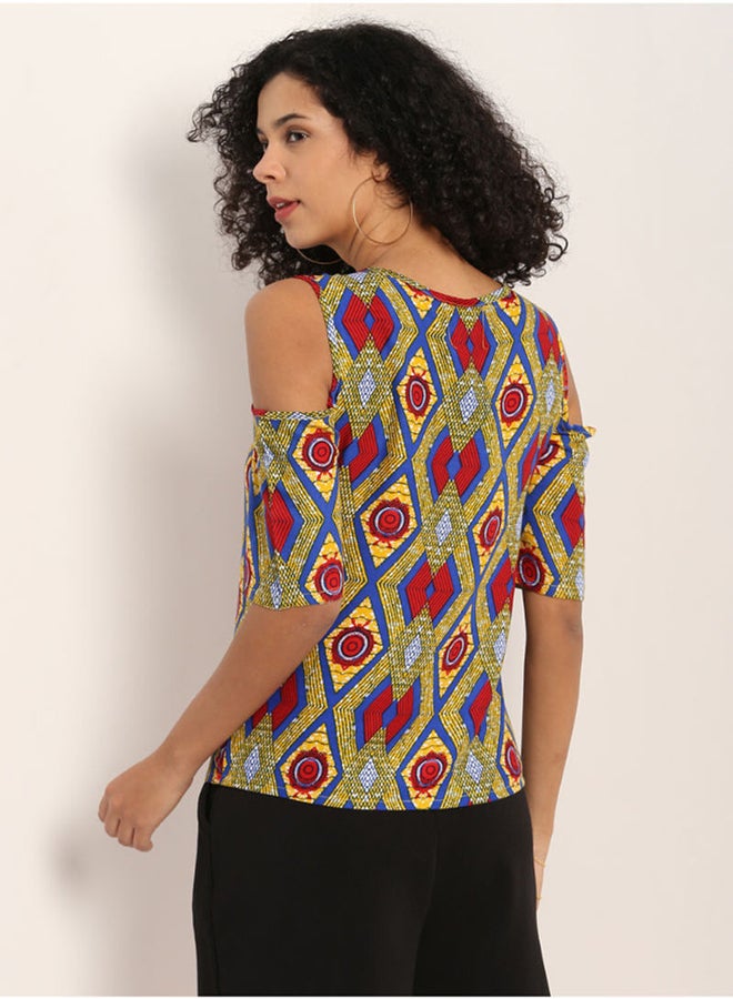 Aila Pattern Printed Top Yellow/Red/Blue  - Image 2