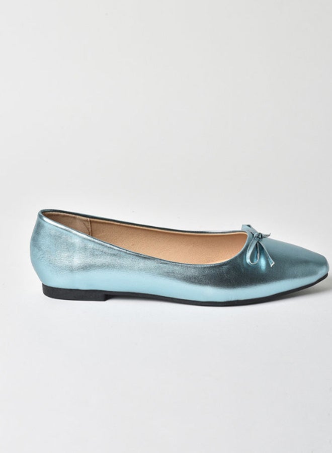 Aila - Stylish Textured Flat Ballerina Blue - Image 1