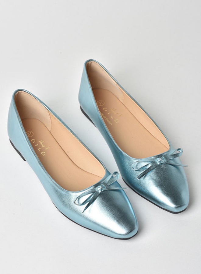 Aila - Stylish Textured Flat Ballerina Blue - Image 1