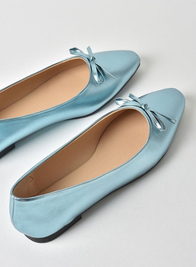 Aila - Stylish Textured Flat Ballerina Blue - Image 1