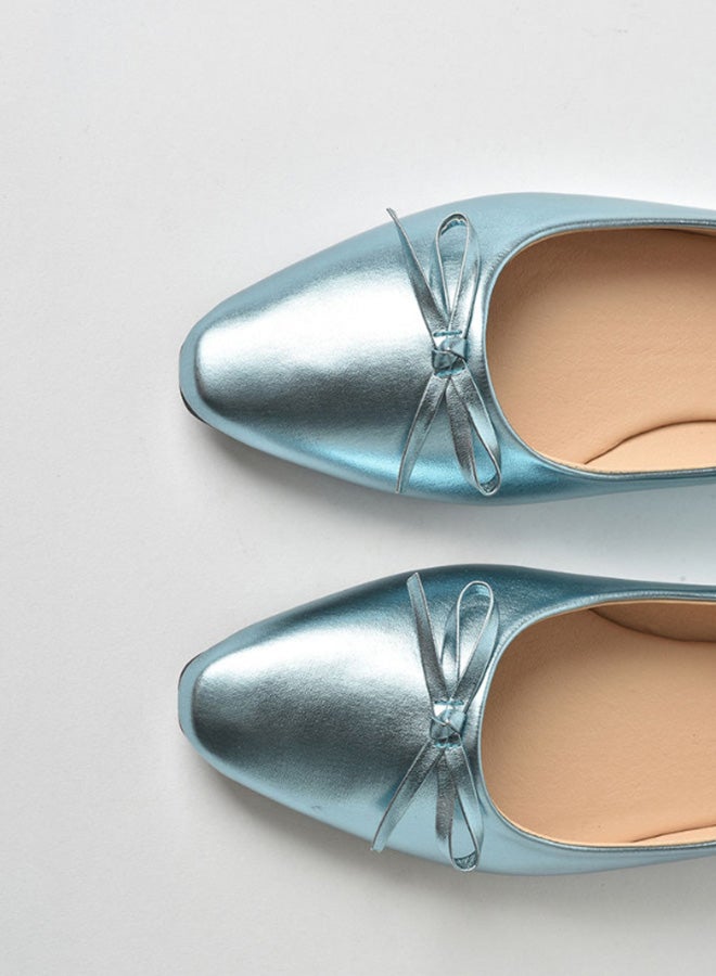 Aila - Stylish Textured Flat Ballerina Blue - Image 1