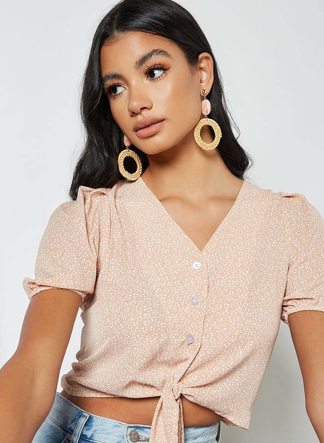 Aila Printed Tie Bottom Top Yellow  - Image 4