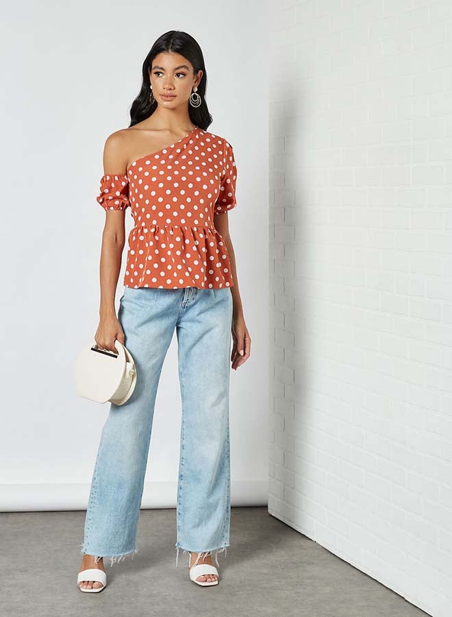 Aila Printed Single Sleeves Top Brown  - Image 3