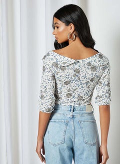 Aila Printed Off-Shoulder Top White  - Image 2