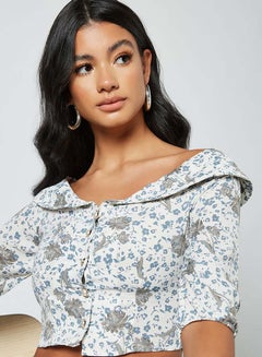 Aila Printed Off-Shoulder Top White  - Image 4