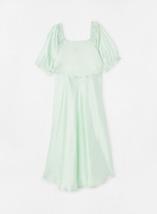 Aila Stylish Comfortable Midi Dress Light Green  - Image 1