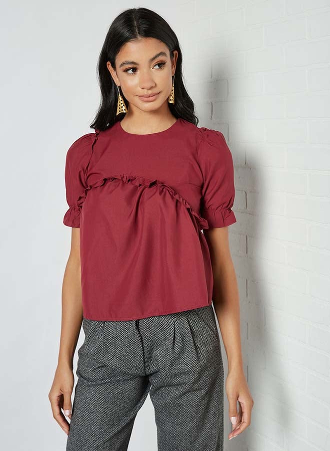 Aila - Solid Design Elastic Pleat Top Rose - Image 1